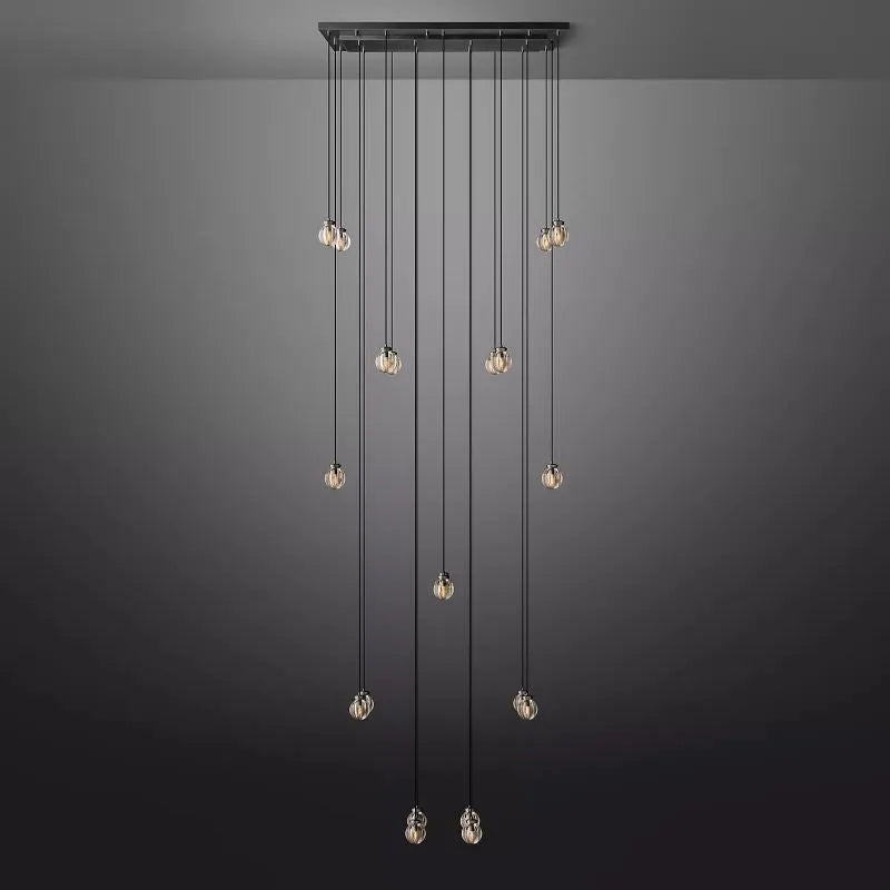 KL Pearls Spherical Rectangular Chandelier 54"