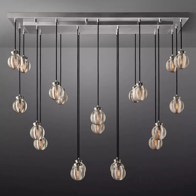KL Pearls Spherical Rectangular Chandelier 54"