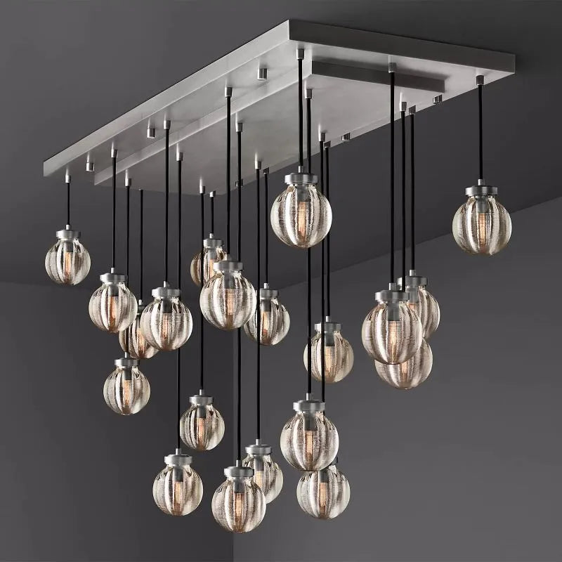 KL Pearls Spherical Rectangular Chandelier 54"