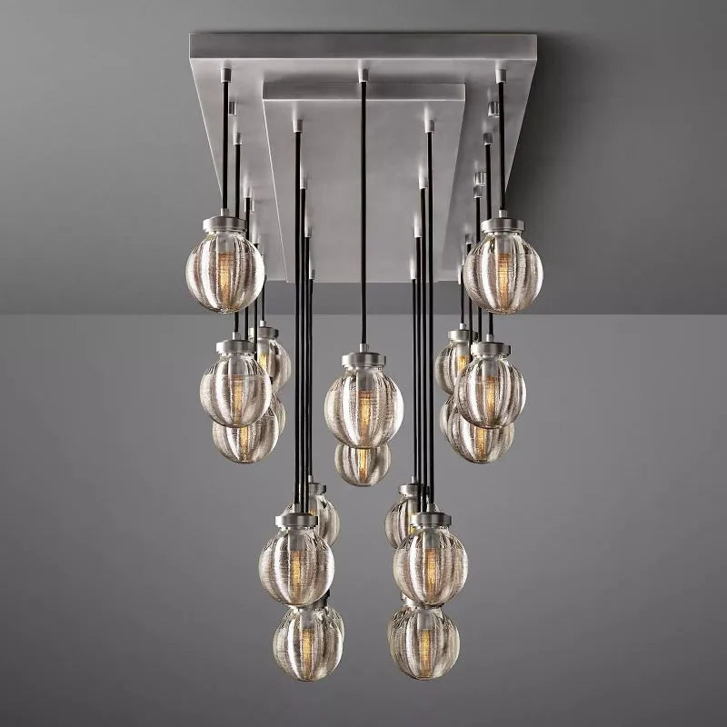KL Pearls Spherical Rectangular Chandelier 54"