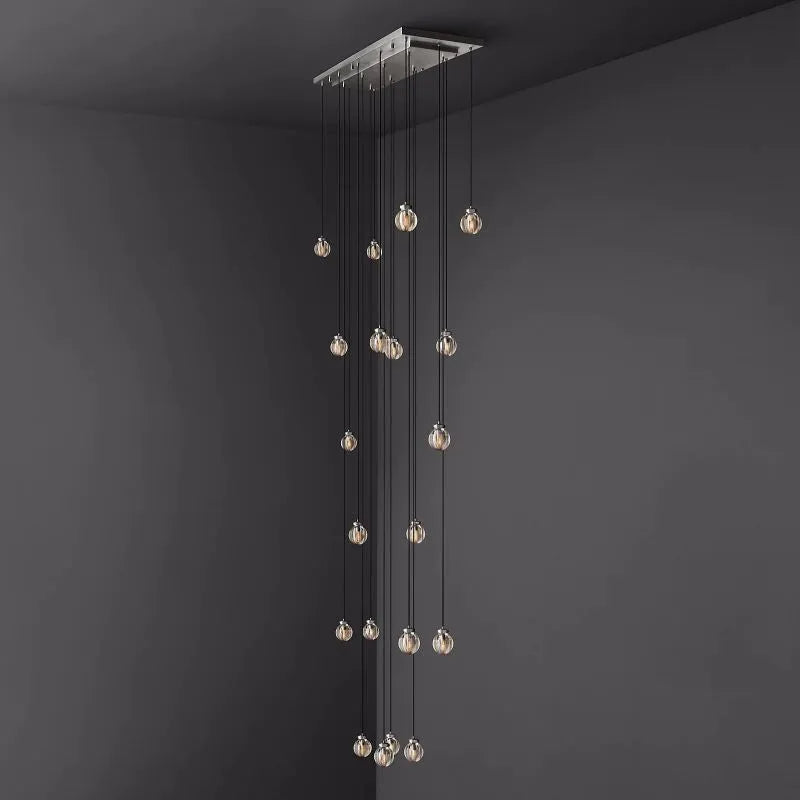 KL Pearls Spherical Rectangular Chandelier 54"