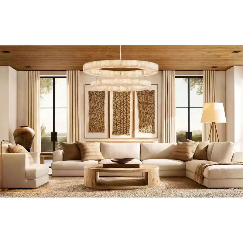 KL Rivaga Two Tier Round Alabaster Chandelier 60"