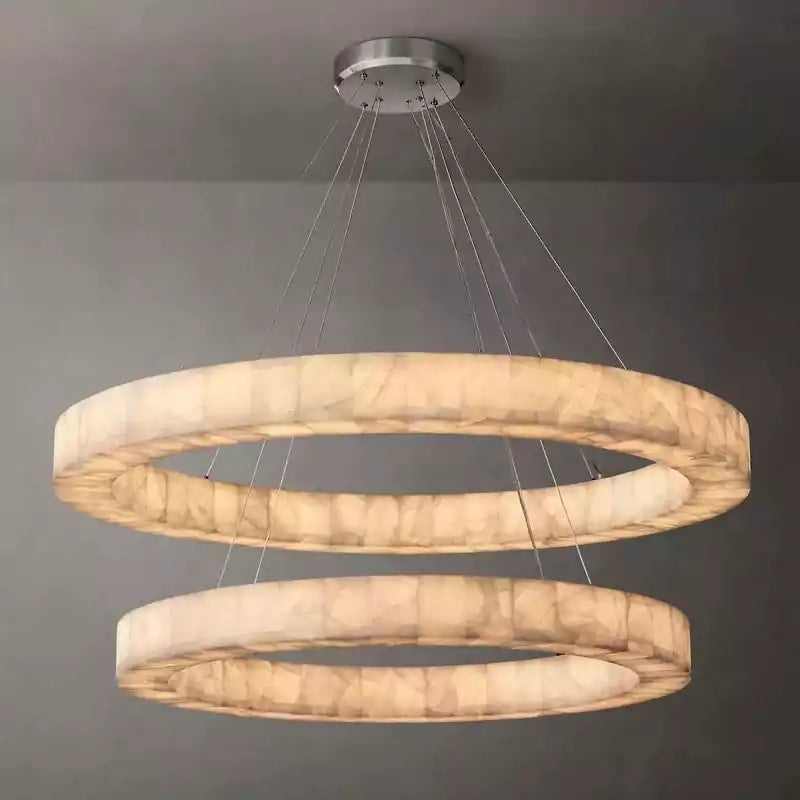 KL Rivaga Two Tier Round Alabaster Chandelier 60"