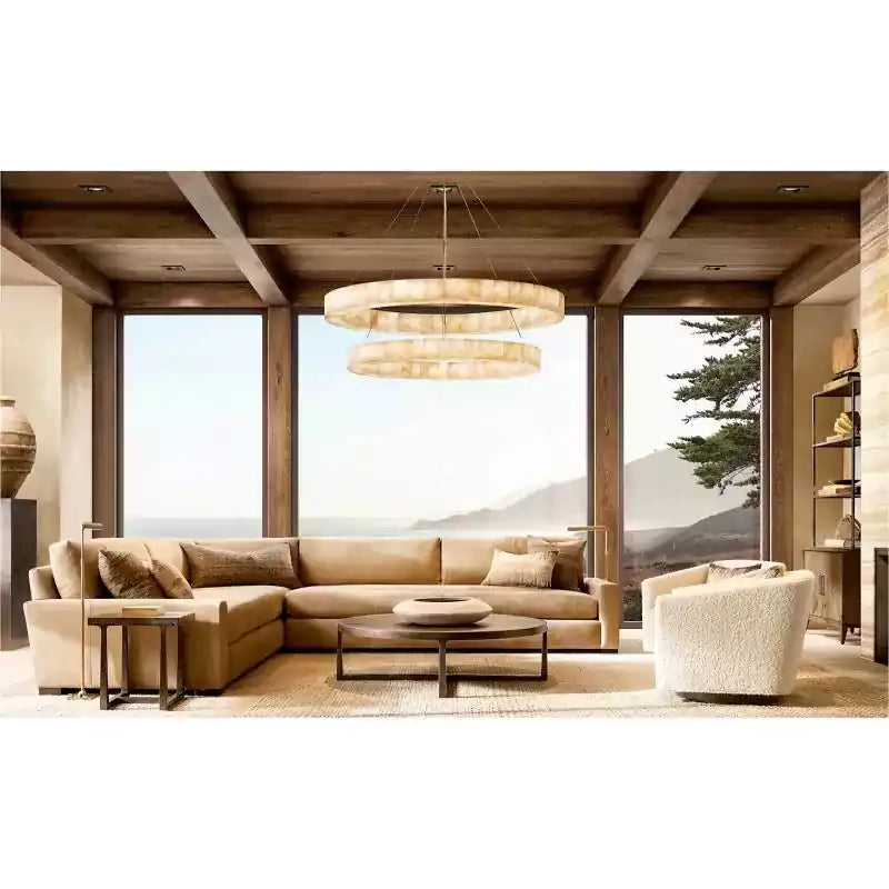 KL Rivaga Two Tier Round Alabaster Chandelier 60"