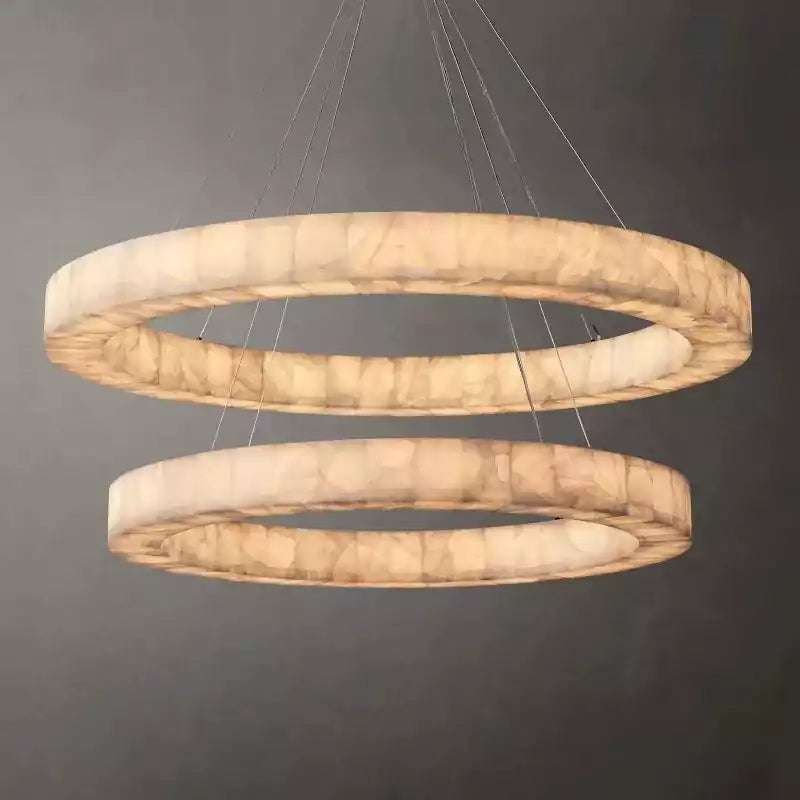 KL Rivaga Two Tier Round Alabaster Chandelier 60"