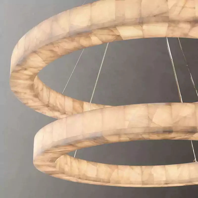 KL Rivaga Two Tier Round Alabaster Chandelier 60"