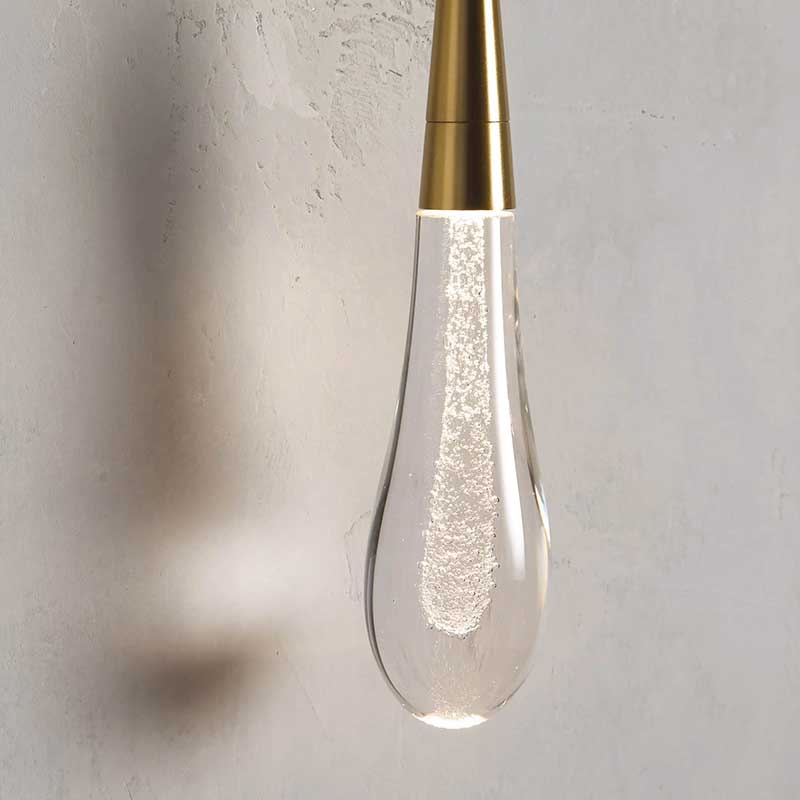 KL Solitaire Glass Raindrop Wall Sconce