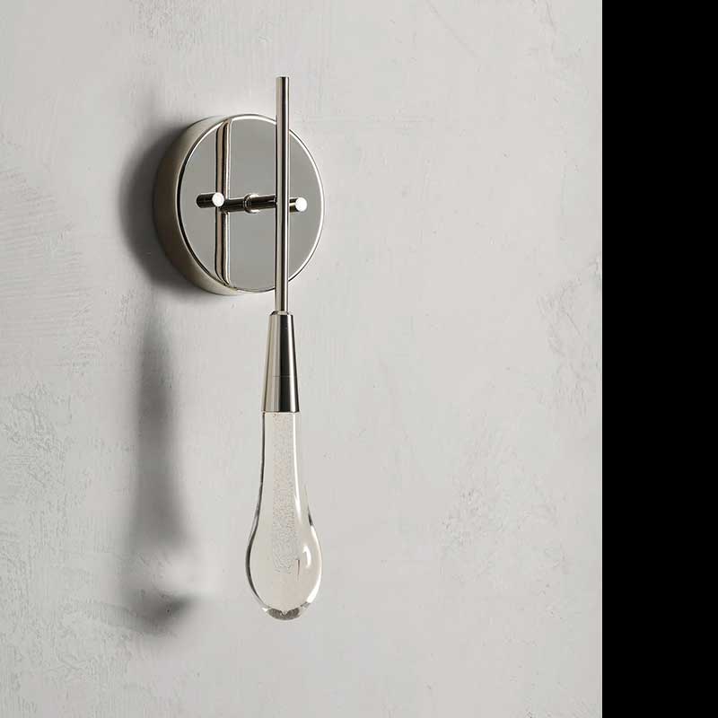 KL Solitaire Glass Raindrop Wall Sconce
