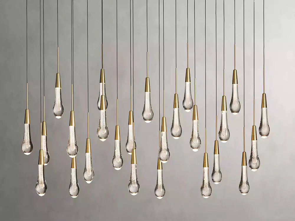 KL Solitaire Raindrop Linear Chandelier