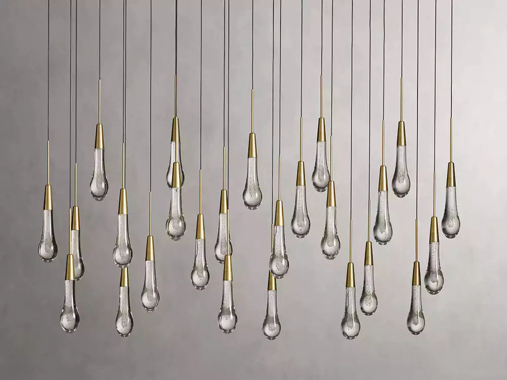 KL Solitaire Raindrop Linear Chandelier