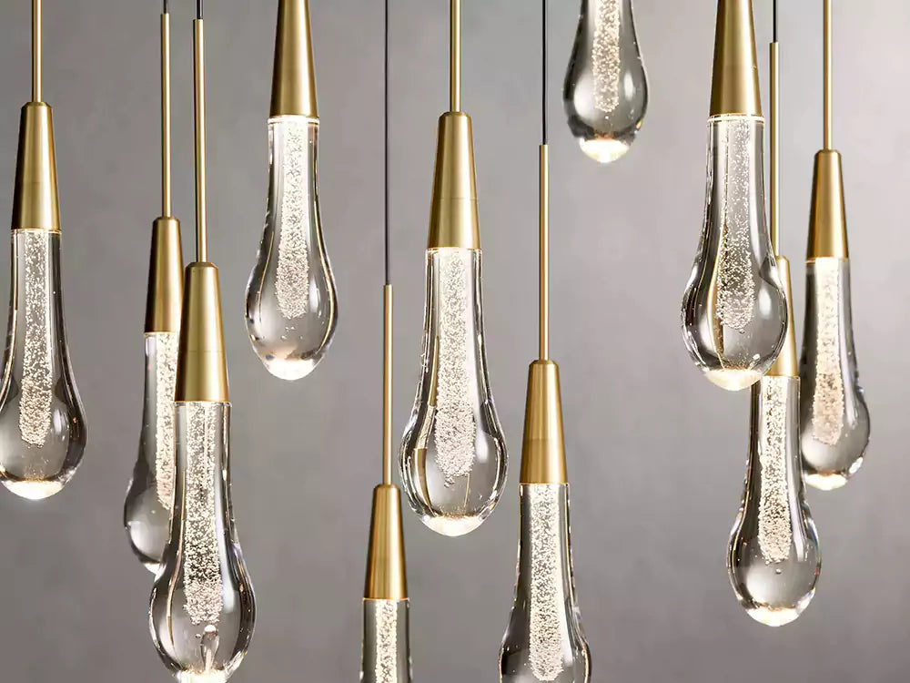KL Solitaire Raindrop Linear Chandelier