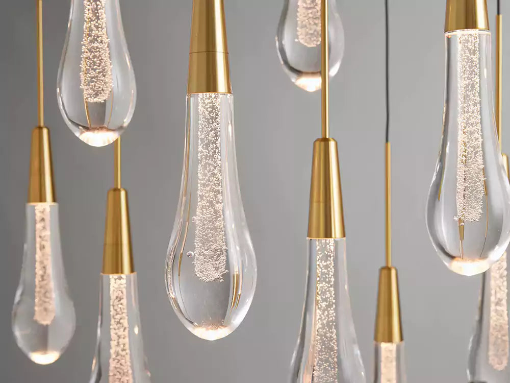 KL Solitaire Raindrop Linear Chandelier