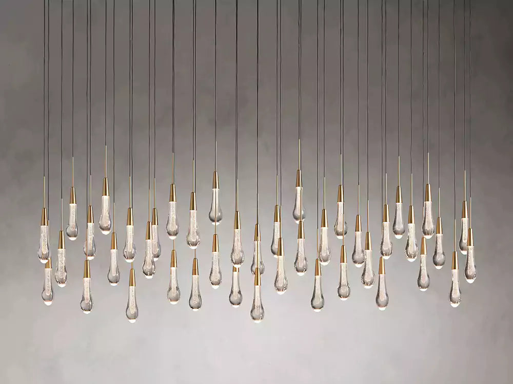 KL Solitaire Raindrop Linear Chandelier