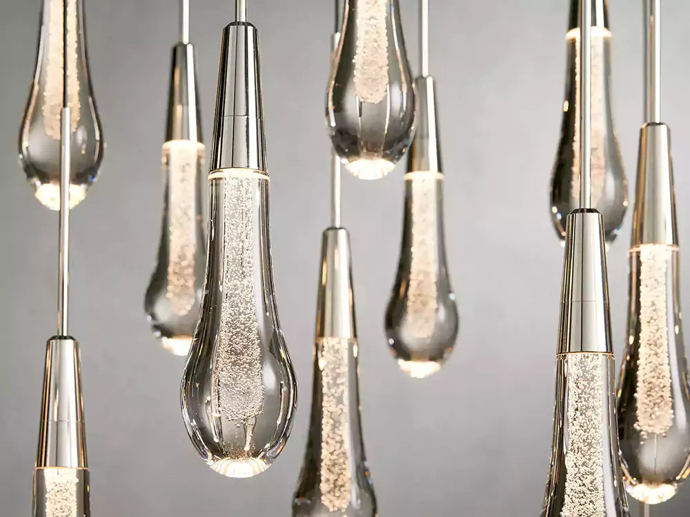 KL Solitaire Raindrop Linear Chandelier