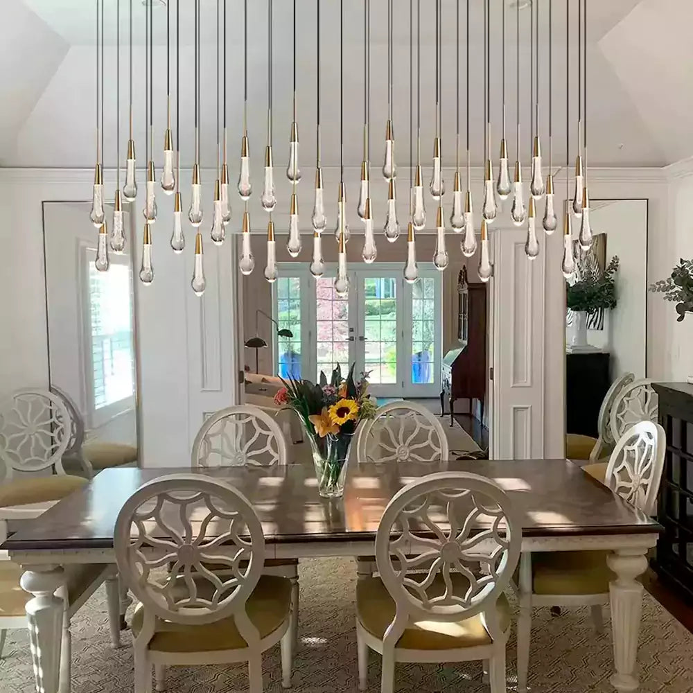 KL Solitaire Raindrop Linear Chandelier