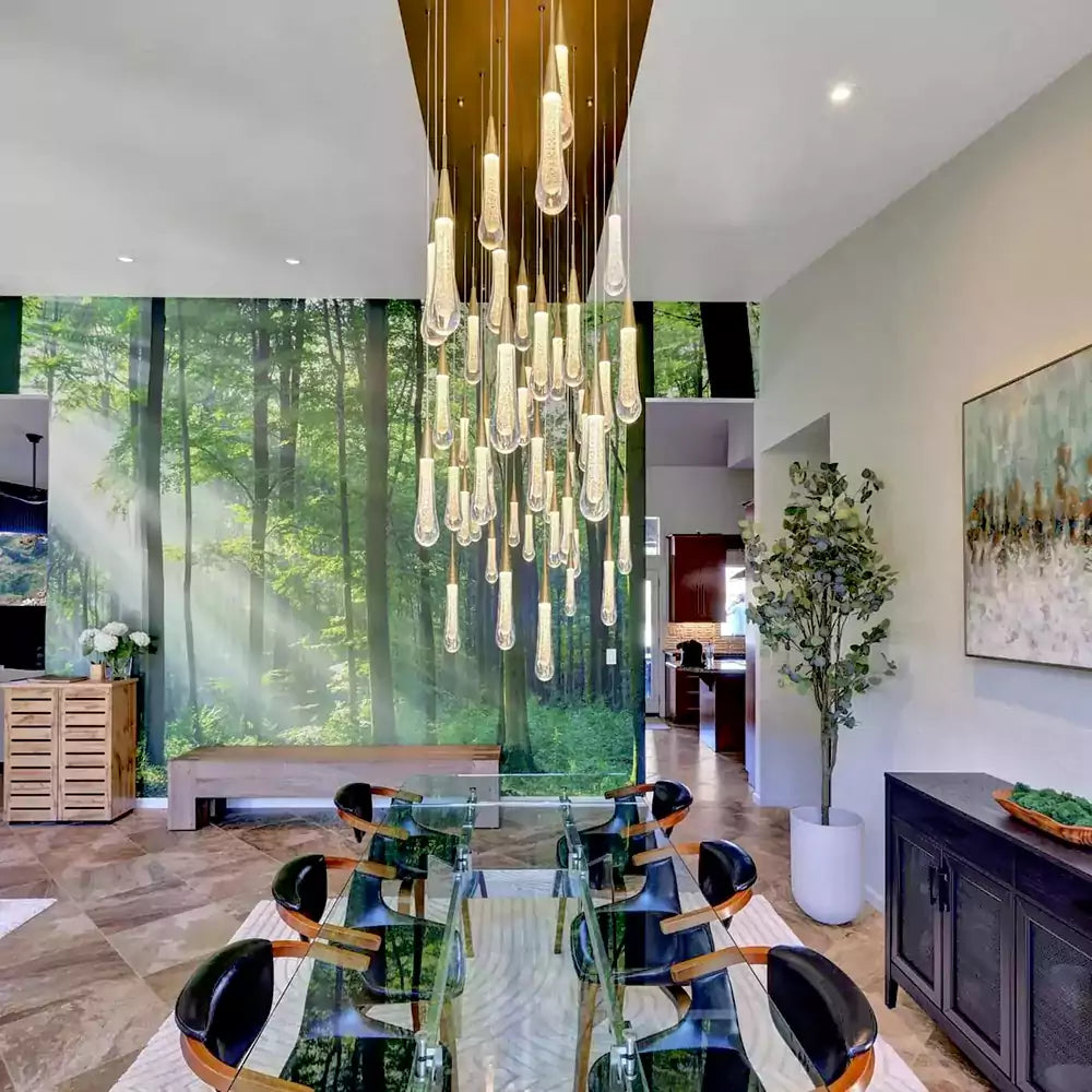 KL Solitaire Raindrop Linear Chandelier