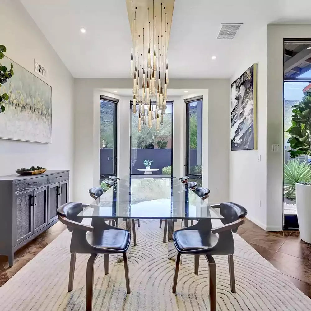 KL Solitaire Raindrop Linear Chandelier
