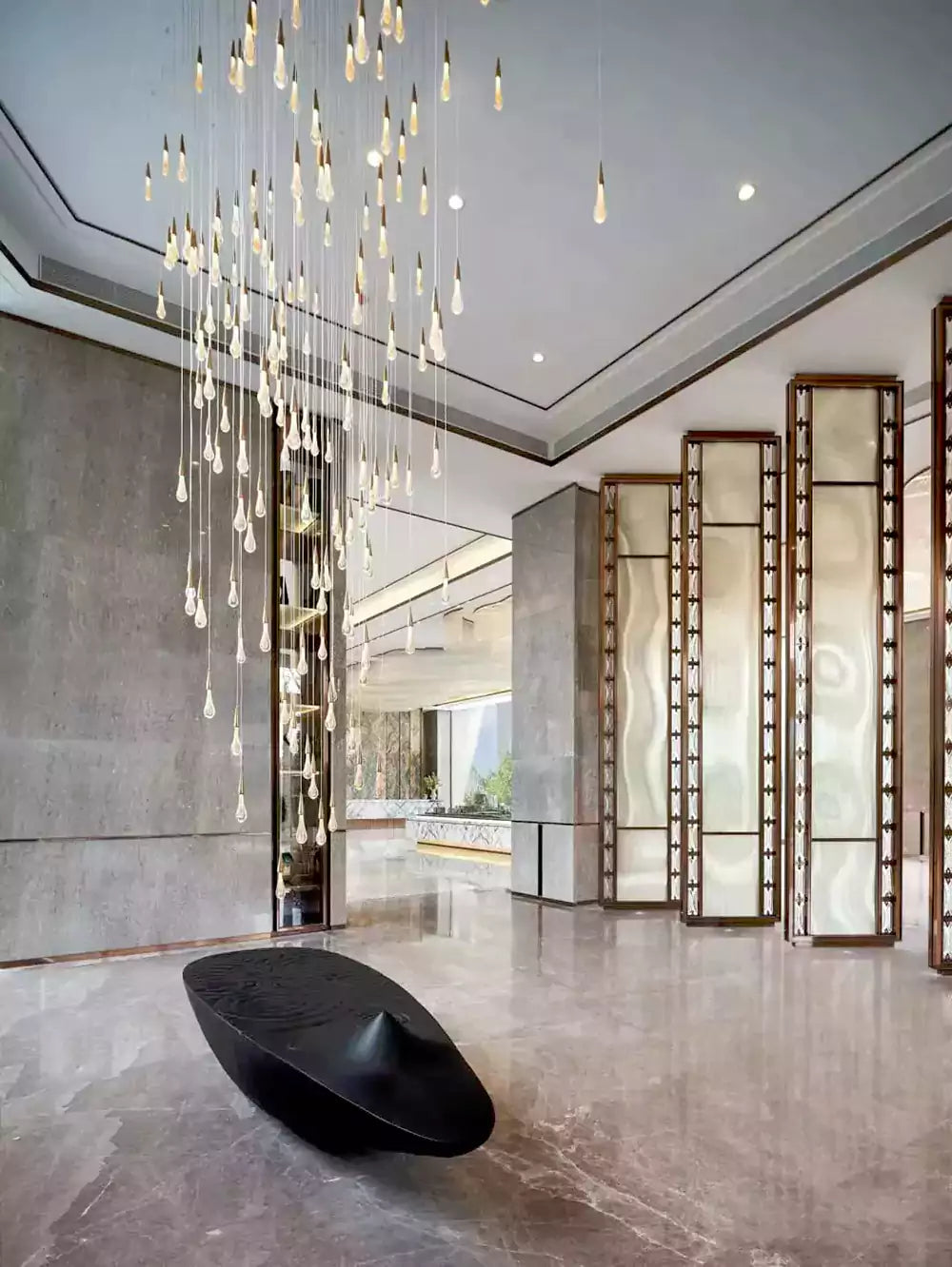KL Solitaire Raindrop Linear Chandelier