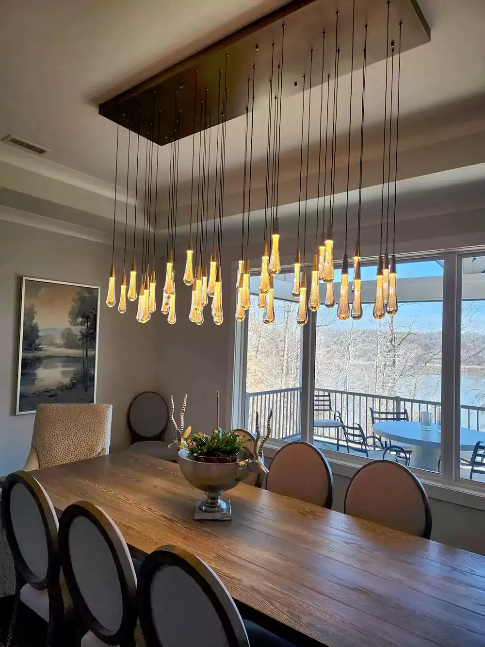KL Solitaire Raindrop Linear Chandelier