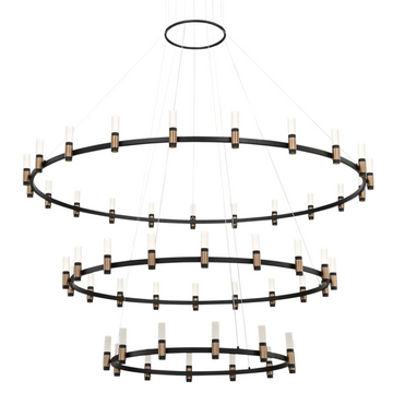 KL Abany LED 59.5 inch Brass and Black Chandelier Ceiling Light