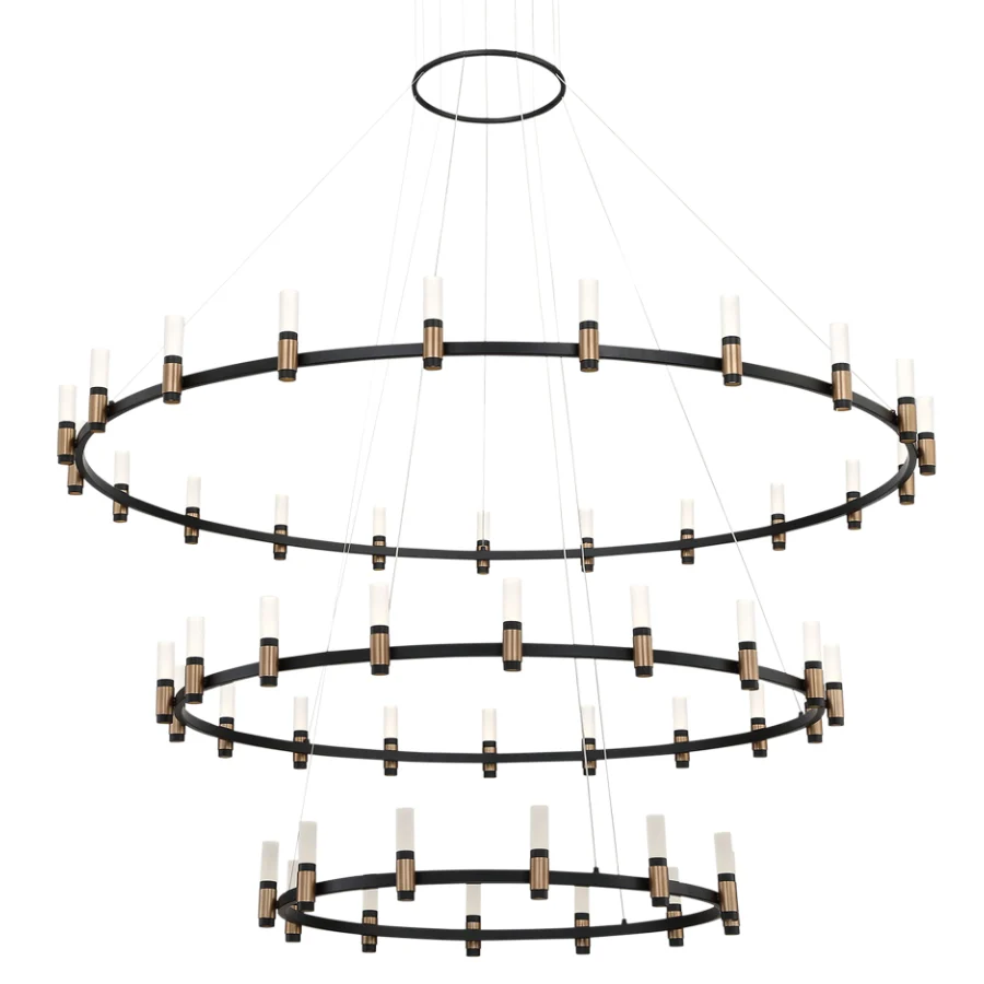 KL Abany LED 59.5 inch Brass and Black Chandelier Ceiling Light