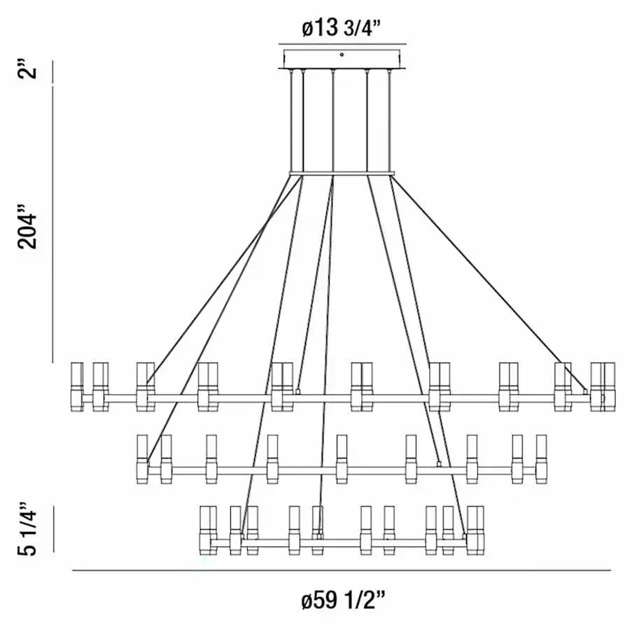 KL Abany LED 59.5 inch Brass and Black Chandelier Ceiling Light