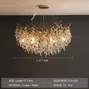 Albero Modern French-Style Branch Crystal Chandelier with Crystal Leaf