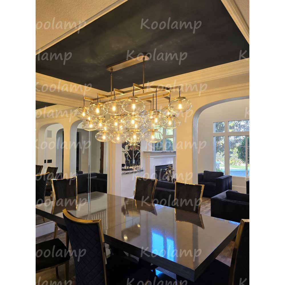KL Cabret 72 Inch Clear Glass Bubble Linear Chandelier