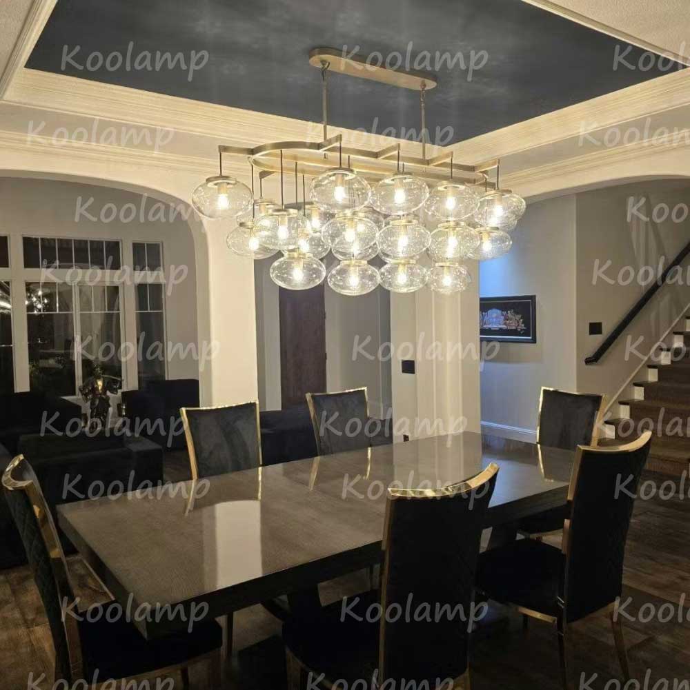 KL Cabret 72 Inch Clear Glass Bubble Linear Chandelier