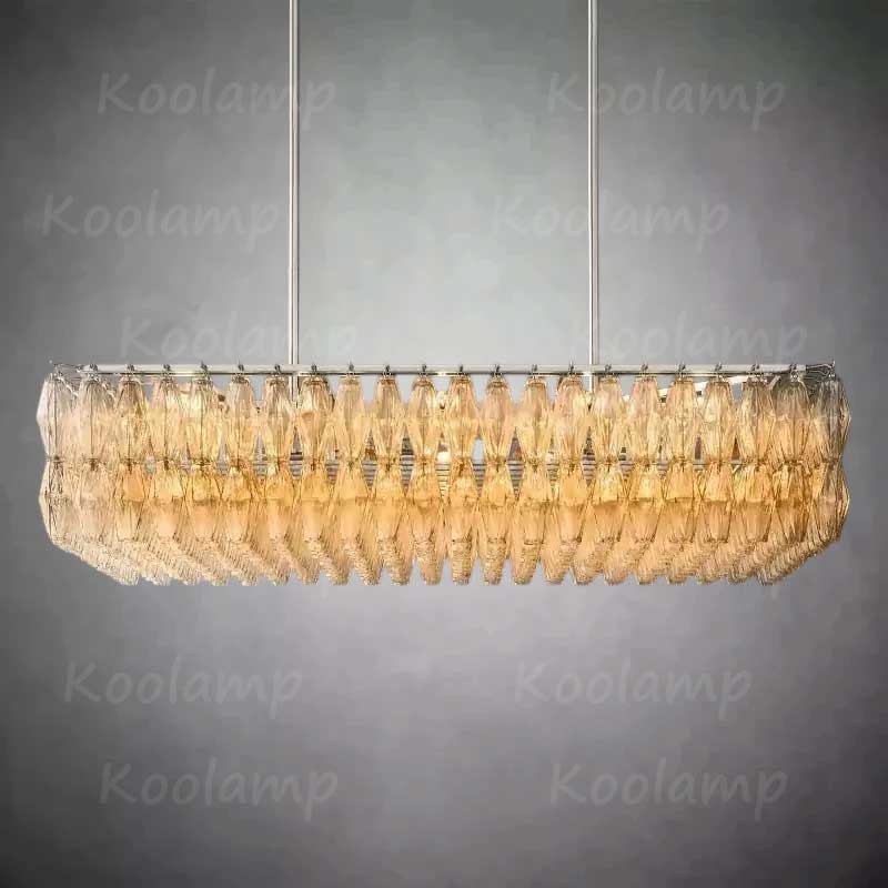 Chiala Murano Clear Glass Rectangular Chandelier 54"