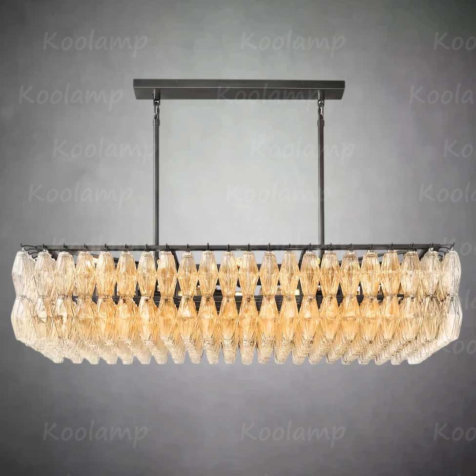 Chiala Murano Clear Glass Rectangular Chandelier 54"
