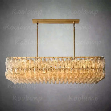 Chiala Murano Clear Glass Rectangular Chandelier 54"