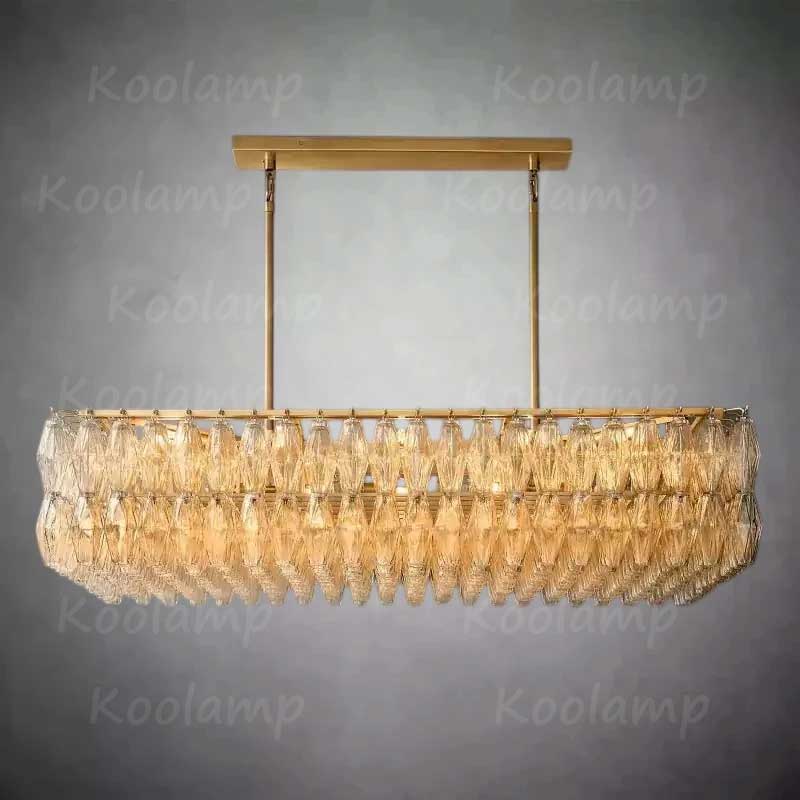 Chiala Murano Clear Glass Rectangular Chandelier 54"