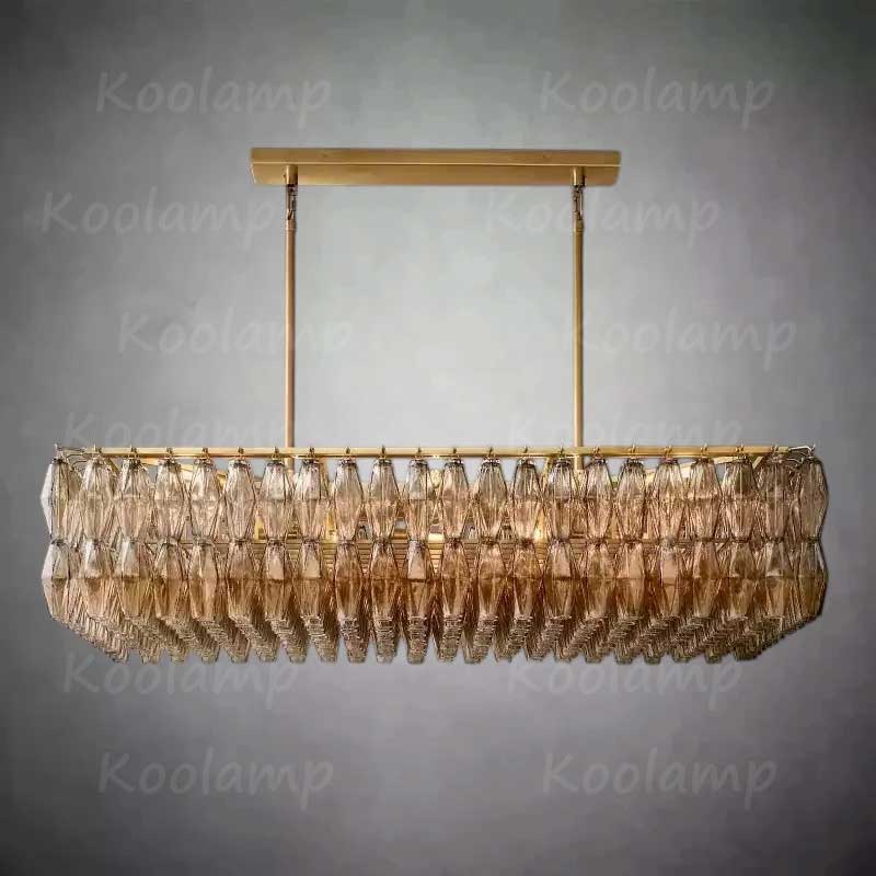Chiala Murano Smoke Glass Rectangular Chandelier 54"