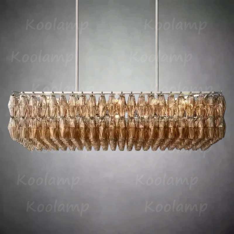 Chiala Murano Smoke Glass Rectangular Chandelier 54"