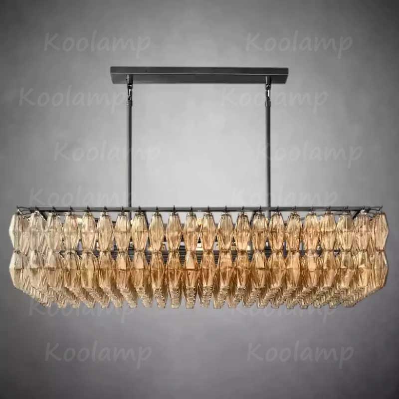 Chiala Murano Smoke Glass Rectangular Chandelier 54"