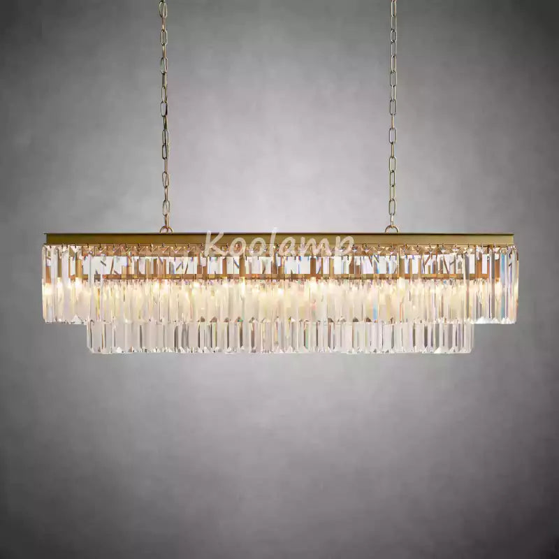 Leylanda Tiered Rectangular Crystal Chandelier