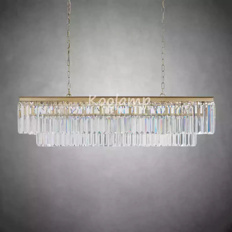 Leylanda Tiered Rectangular Crystal Chandelier