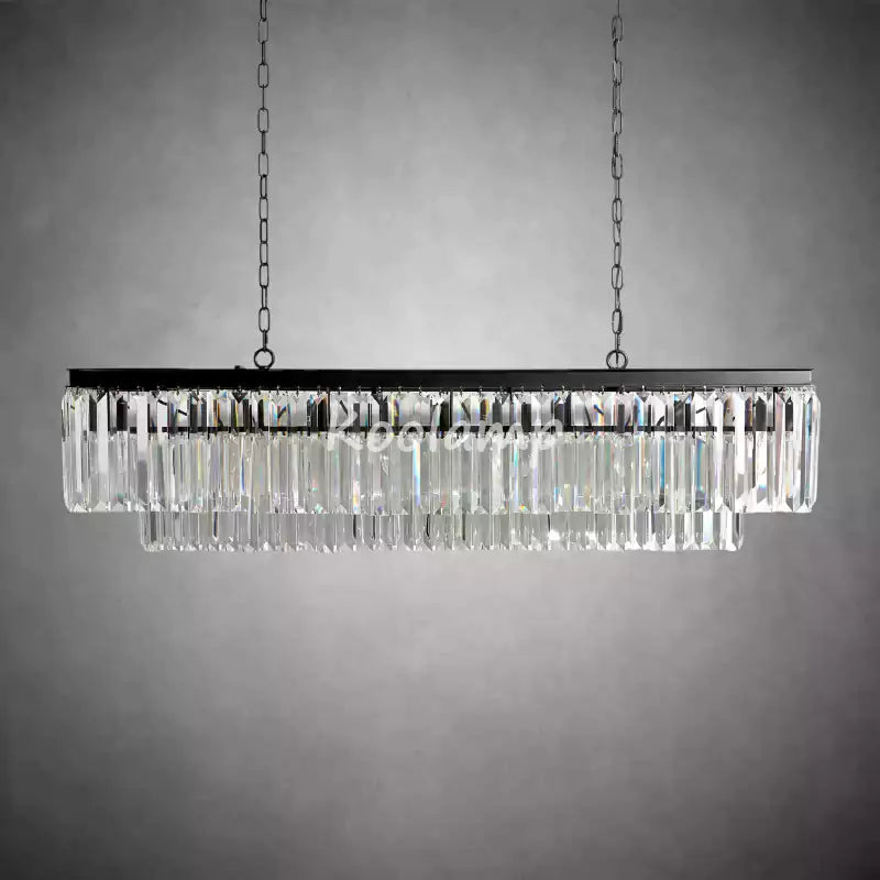 Leylanda Tiered Rectangular Crystal Chandelier