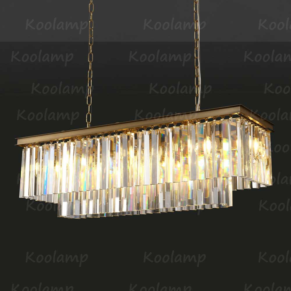 Odaon Crystal Prism Rectangular Chandelier 40"