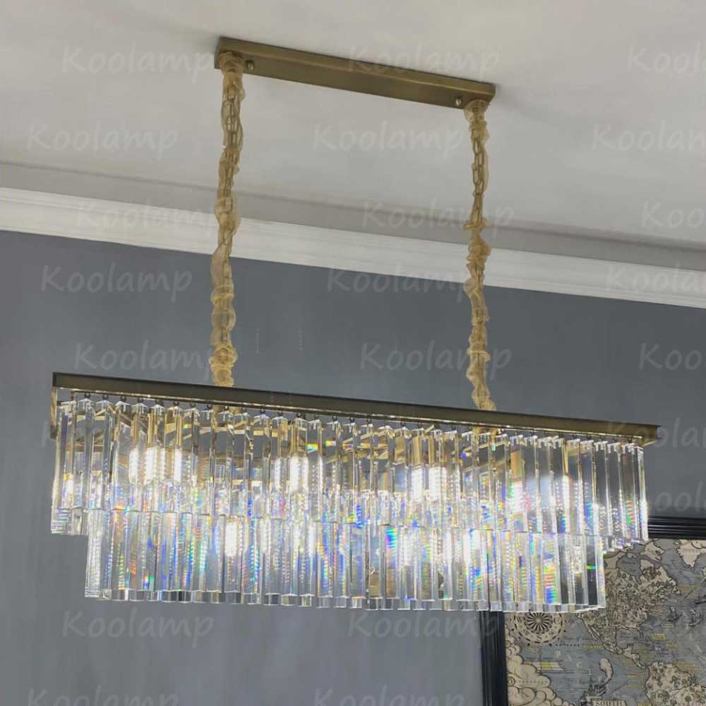 Odaon Crystal Prism Rectangular Chandelier 40"