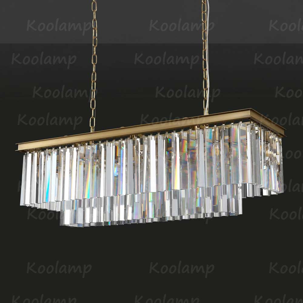 Odaon Crystal Prism Rectangular Chandelier 40"