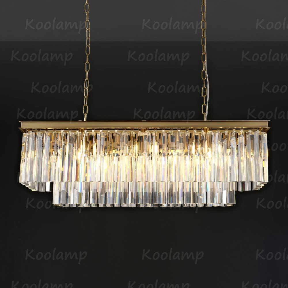 Odaon Crystal Prism Rectangular Chandelier 40"