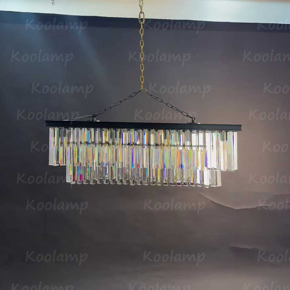Odaon Crystal Prism Rectangular Chandelier 40"