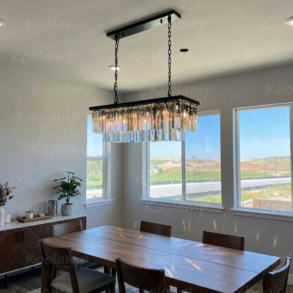 Odaon Crystal Prism Rectangular Chandelier 40"