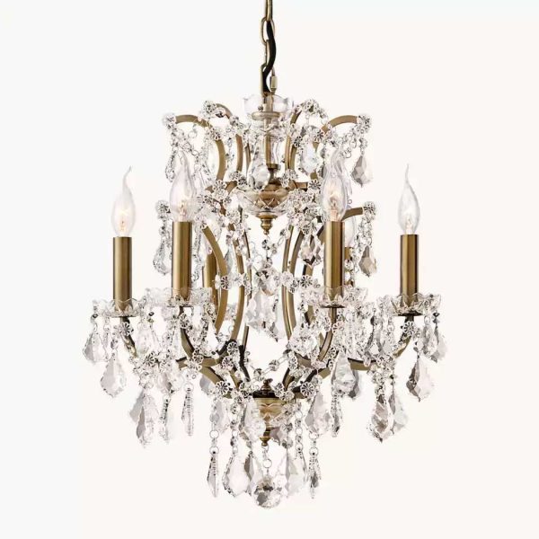19th C. Rococo Iron & Crystal Round Chandelier 18