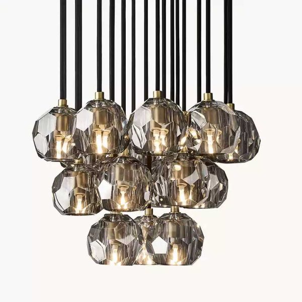 Boule De Cristal Smoke Glass Round Cluster Chandelier 19
