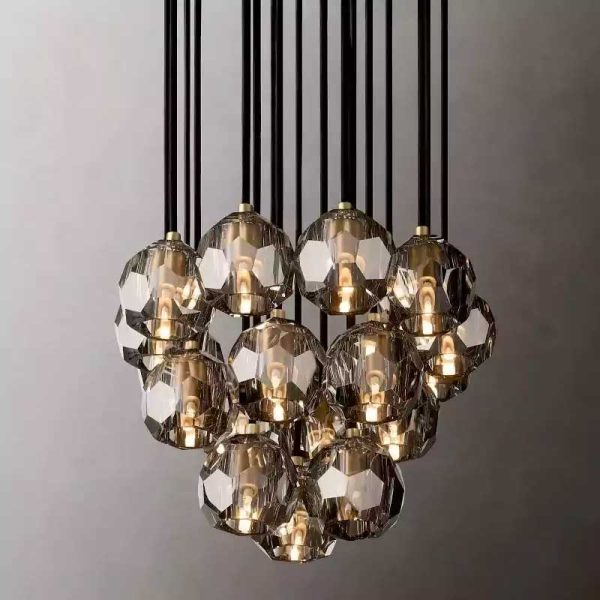 Boule De Cristal Smoke Glass Round Cluster Chandelier 19