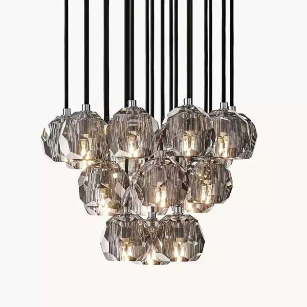 Boule De Cristal Smoke Glass Round Cluster Chandelier 19
