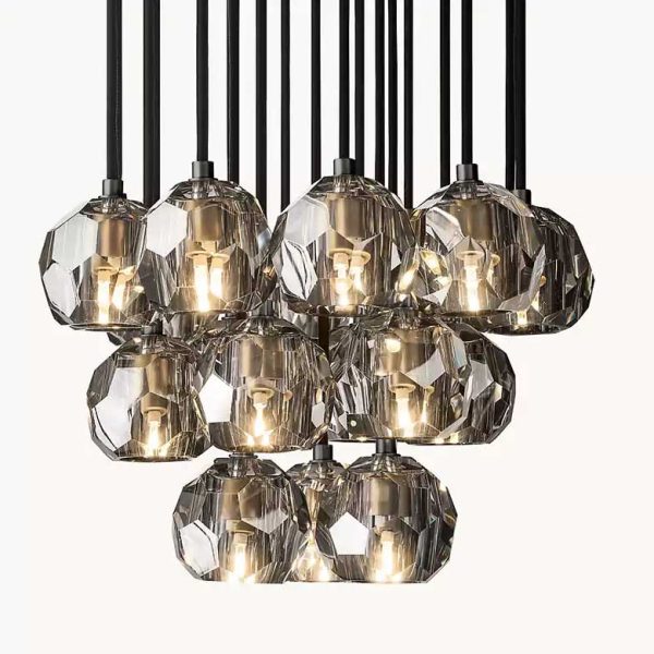 Boule De Cristal Smoke Glass Round Cluster Chandelier 19